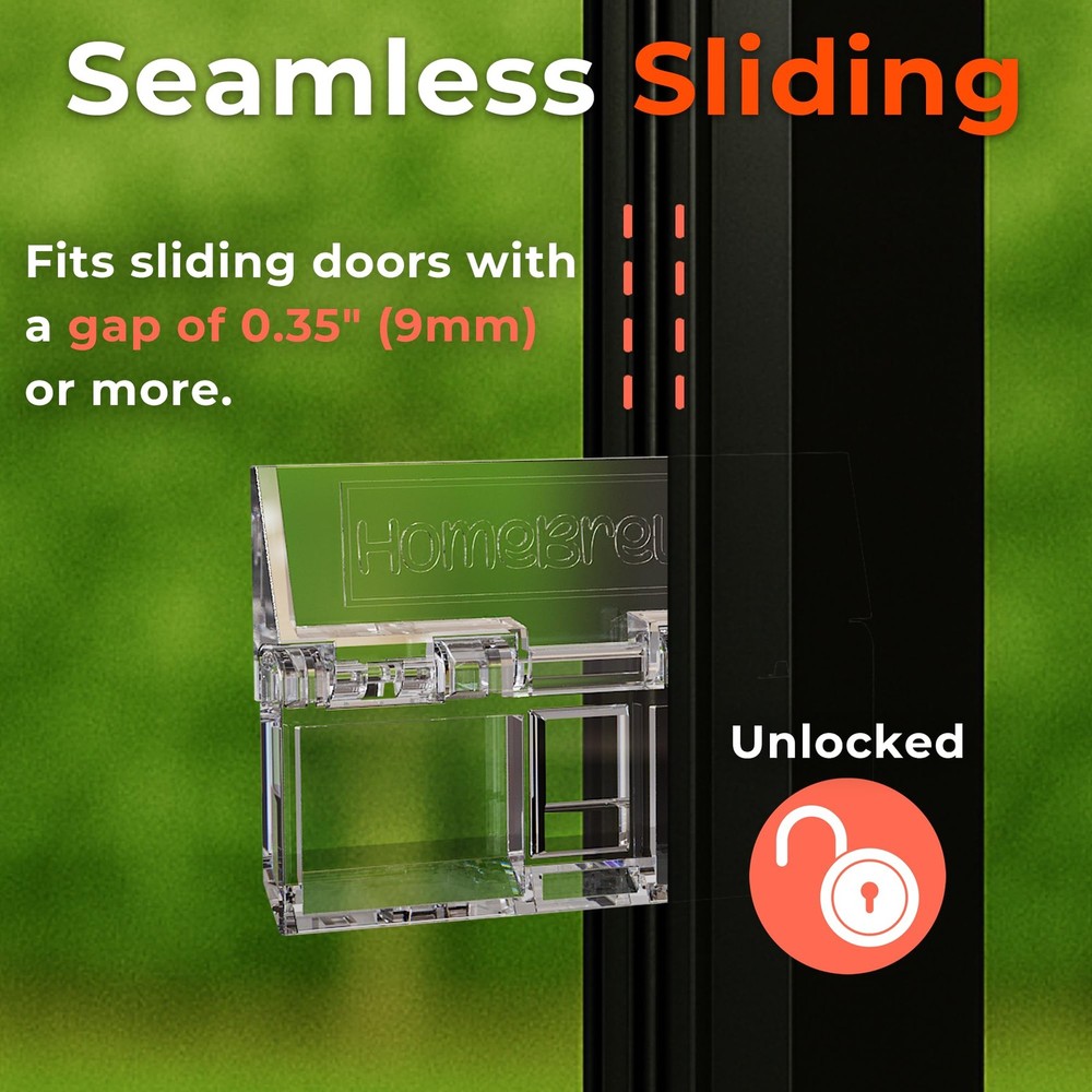 2-Pack Sliding Door Lock for Glass Doors & Windows - Transparent