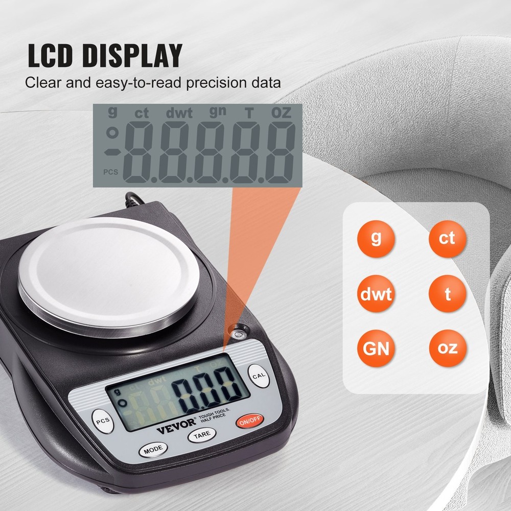 Analytical Balance 600g x 0.01g Accuracy High Precision Lab Scale 6 Units