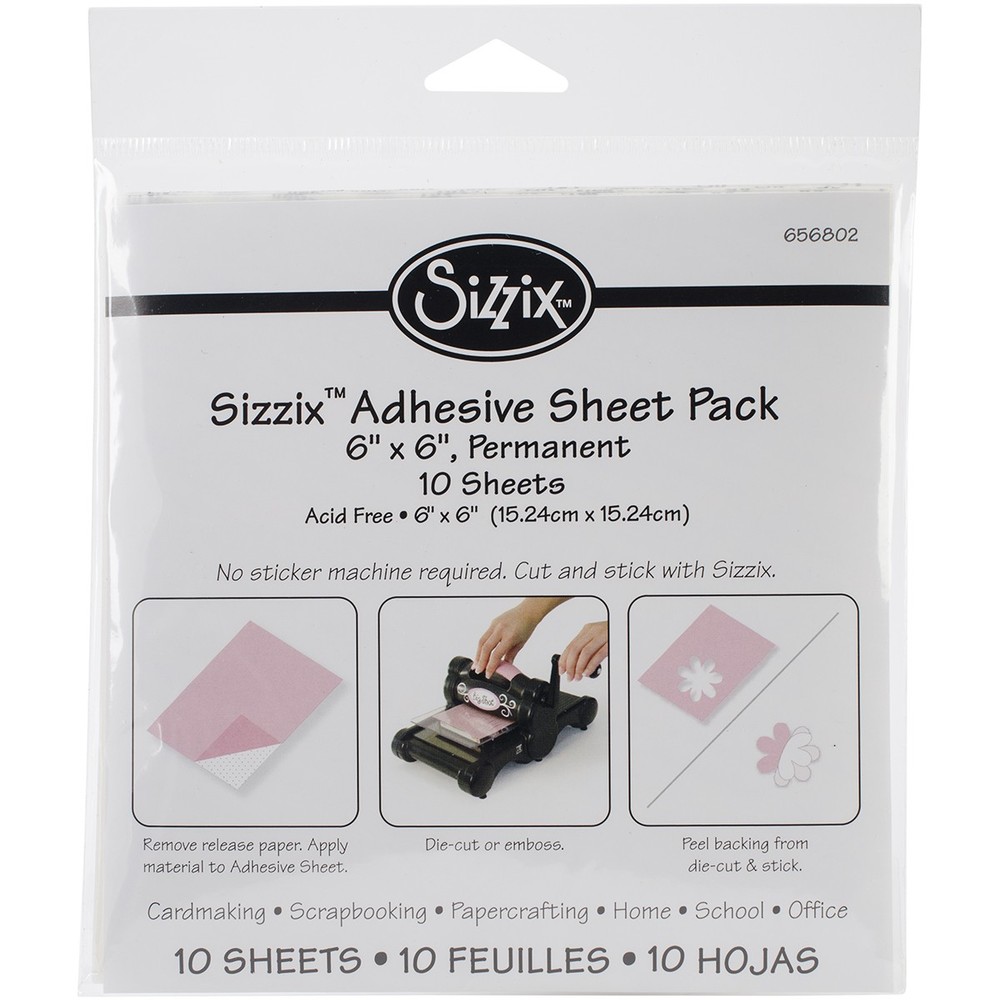 Sizzix 656802  6"X6" Adhesive Sheets 10/Pkg- (3Pk)