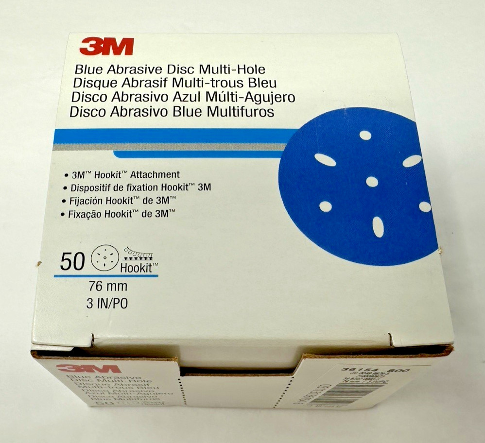 NEW 3M 36154 Multi-Hole Hook & Loop 800 Grit 3 in. Sanding Disc (50/Pack)