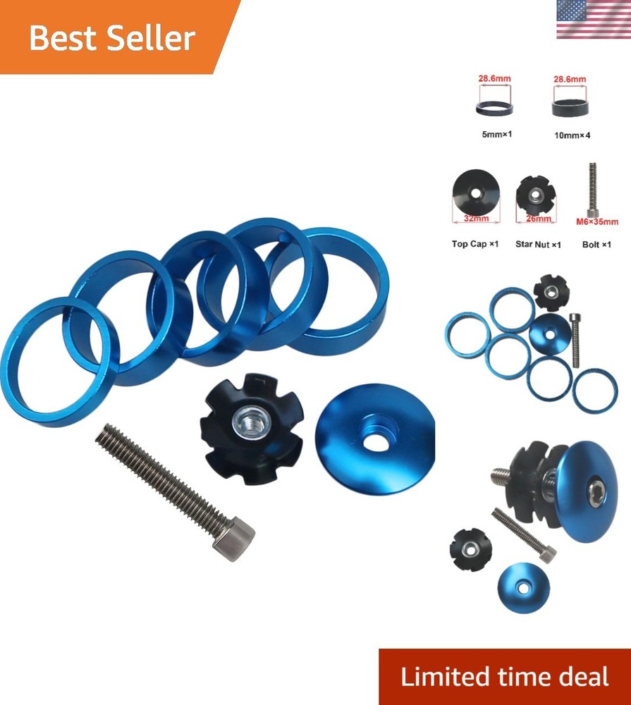 Customizable 1 1/8 Inch Bicycle Headset Spacer & Top Cap - Durable 5-Piece Set