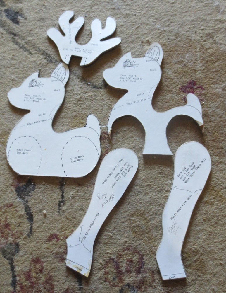Vtg Woodworking Pattern Small 14" deer Wood pattern with paint suggestions