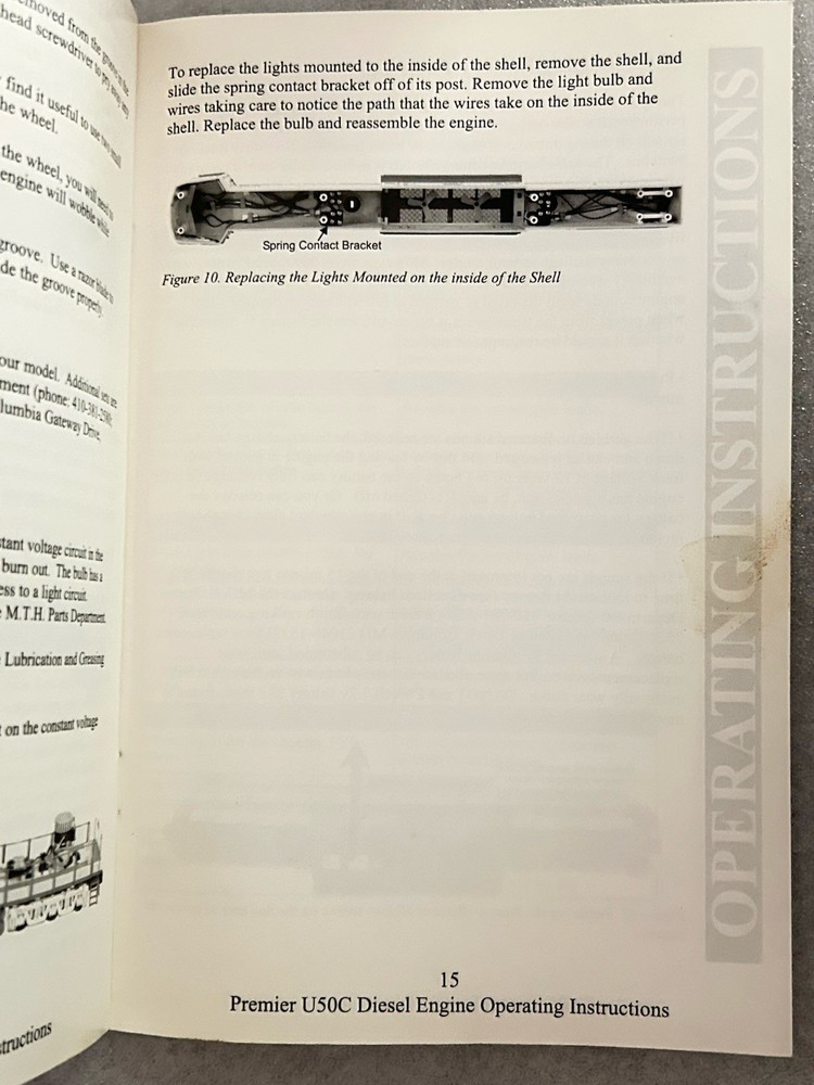 MTH Premier U50C Diesel Engine Operating Instructions VG+ Condition