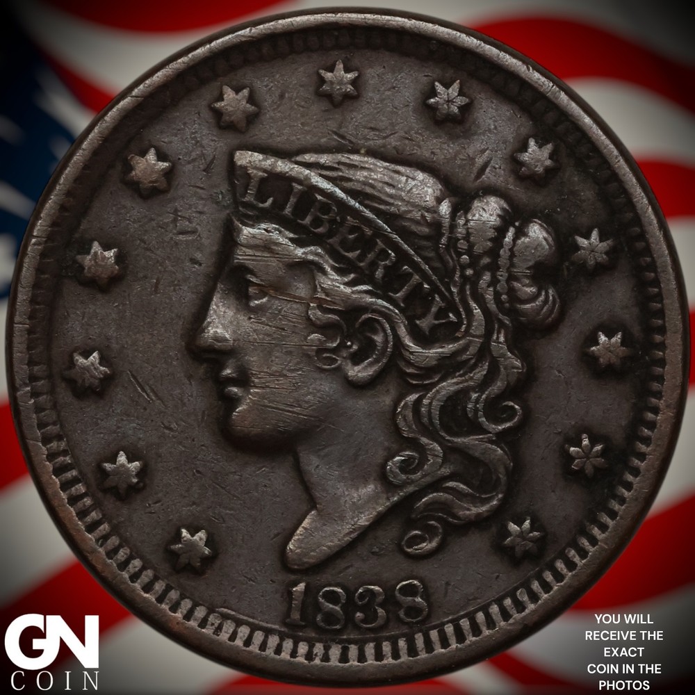 1838 Coronet Head Large Cent A2240