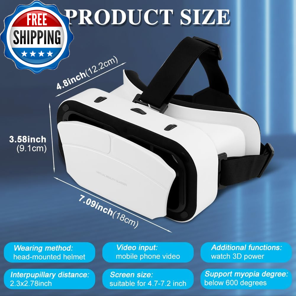 Virtual Reality Goggles, 3D VR Glasses Adjustable VR Virtual Reality Headset wit