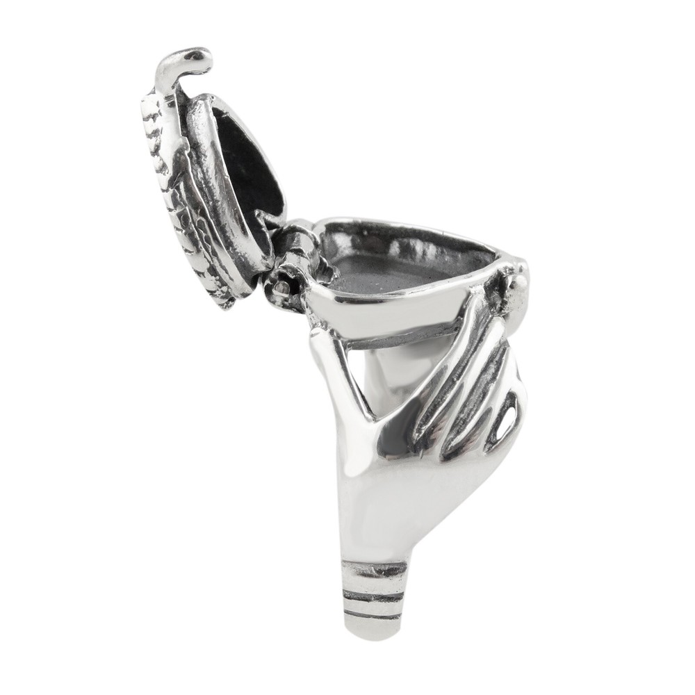 Claddagh Heart Poison Ring - 925 Sterling Silver - Victorian Locket Pillbox Ring