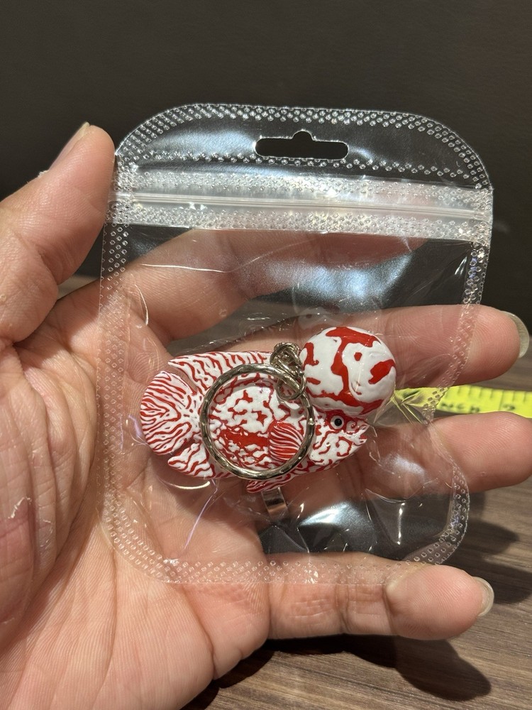 Flowerhorn Fish Training Mini Statue Keychain – 1.5” RED KAMFA