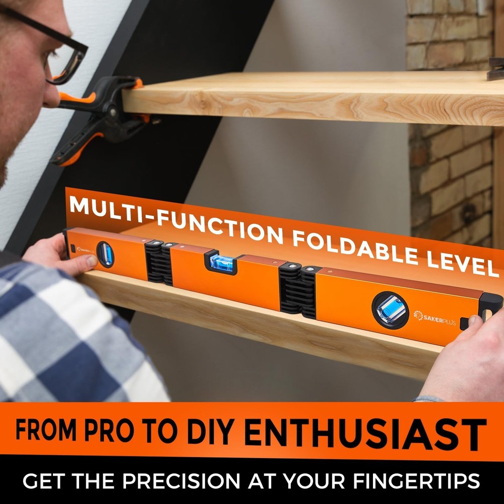 Multi-Function Folding Level, 24" Level Tool, Multi-Angle Measurement (45°/