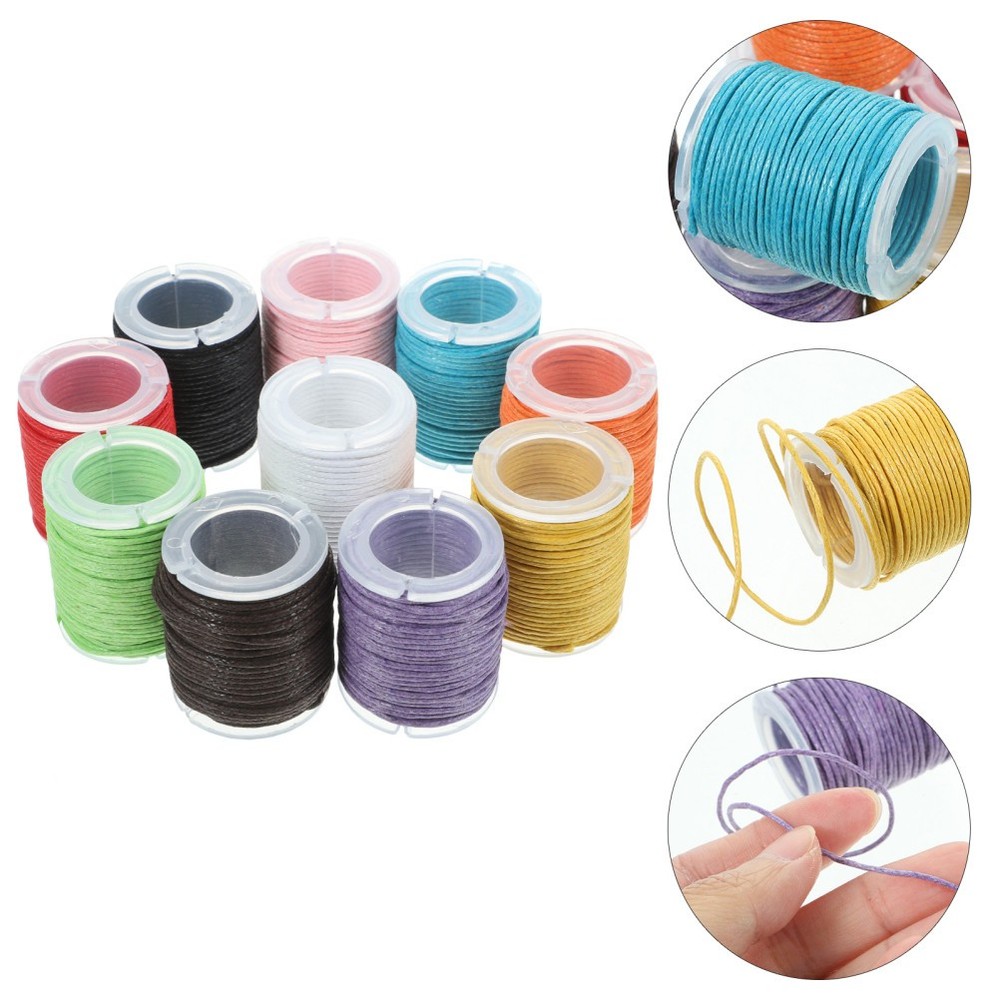 10Pcs Waxed Cotton Cords Random Color Strings for Handmade Jewelry Making