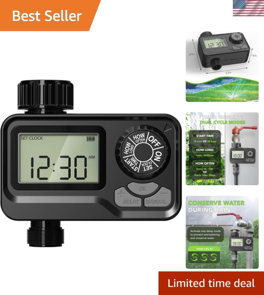Versatile Programmable Hose Timer with Rain Delay - Easy Automatic Irrigation