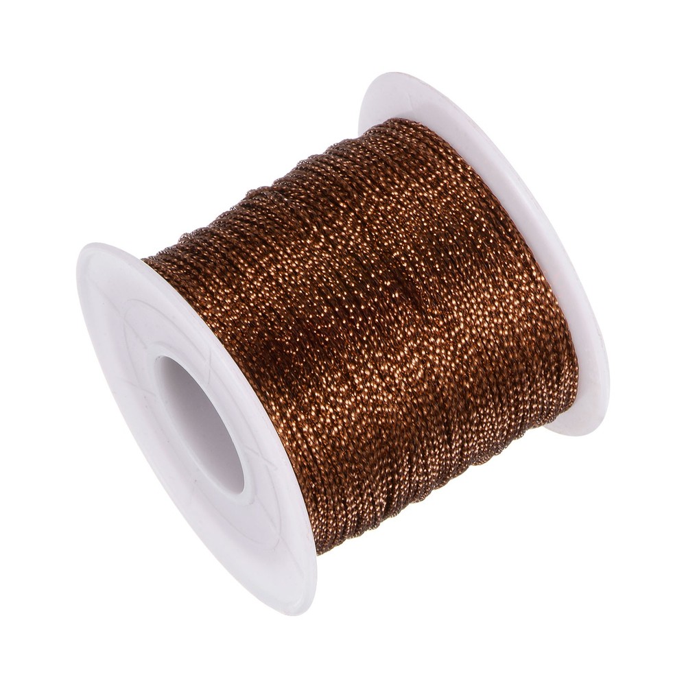 Metallic Cord 1mm 109 Yards Tinsel Rope Thread String, Brown
