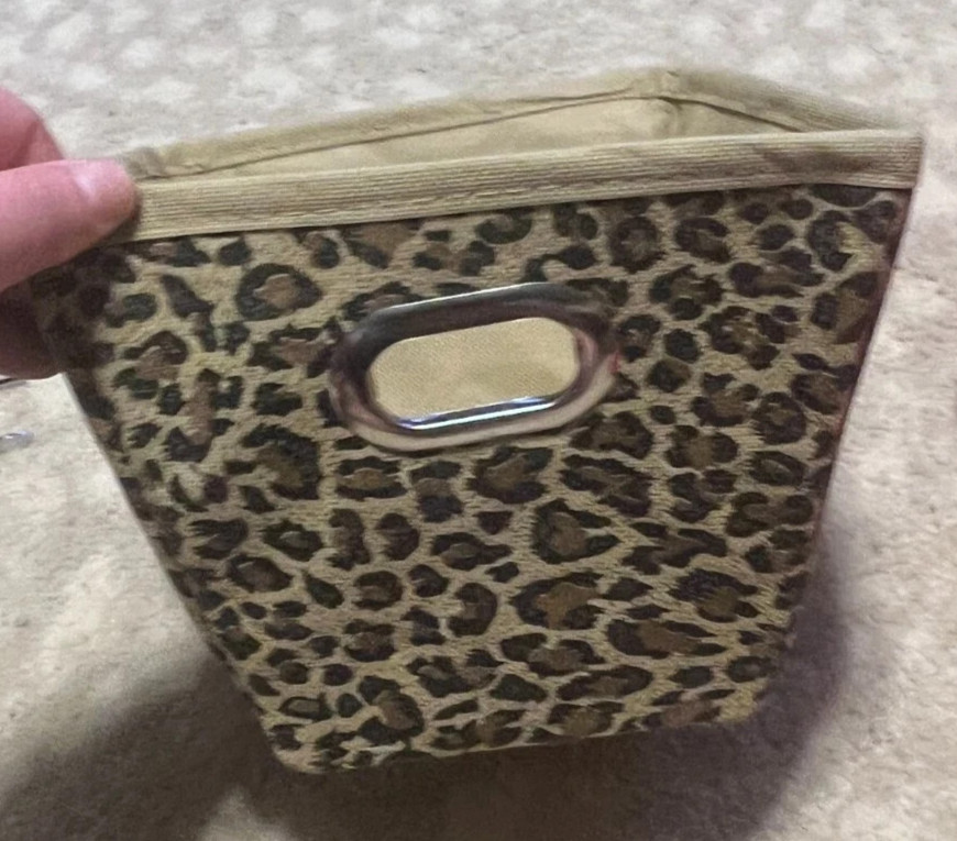 Foldable cheetah organizing bin