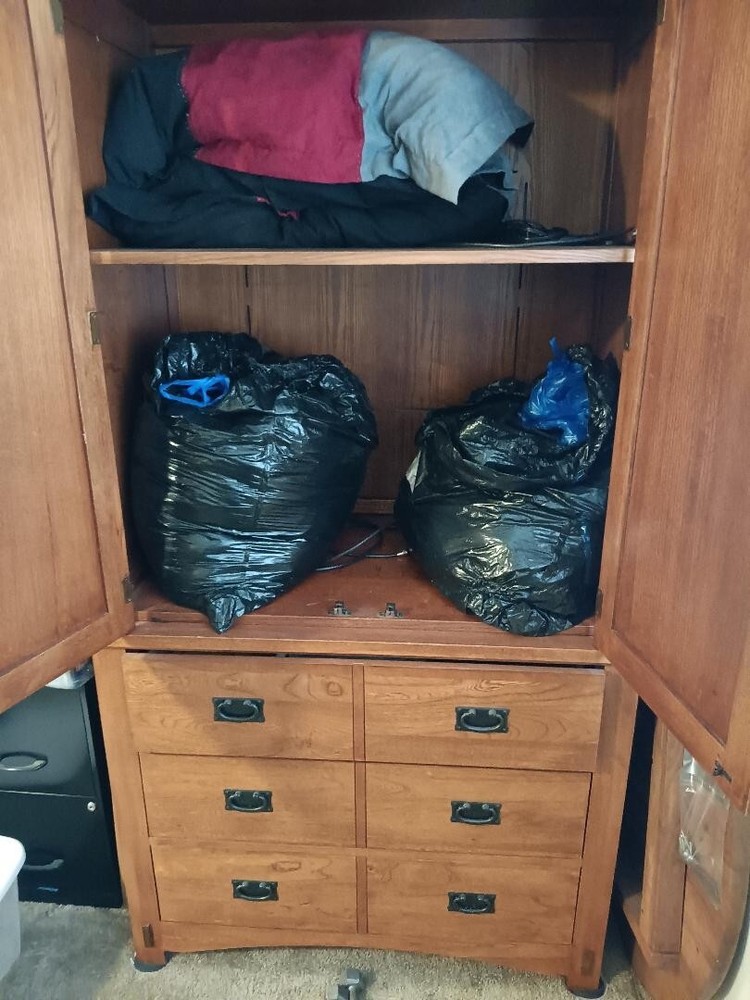 Solid Oak Armoire, Medium brown finish   great condition