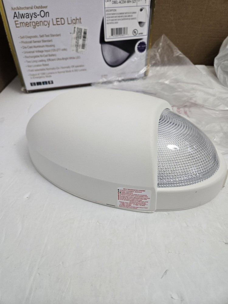 Always-On LED Emergency Light White Battery Backup & Photocell Sensor Teardrop