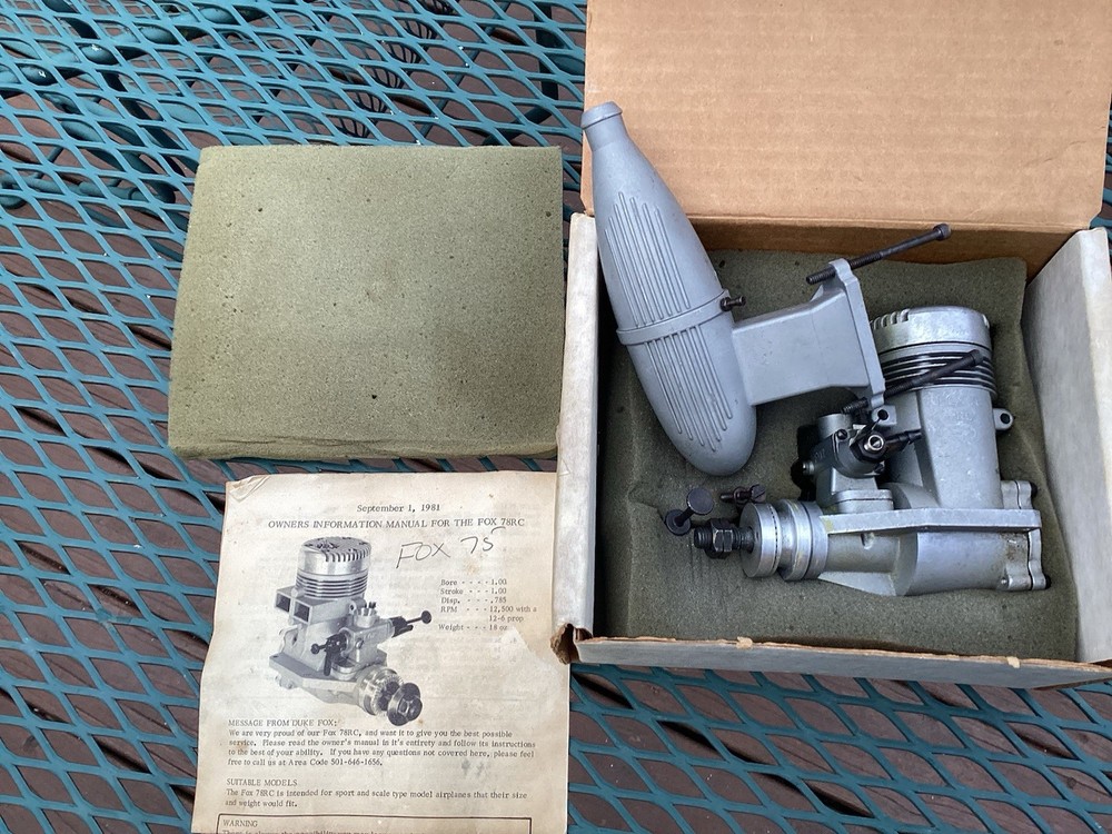 Fox 78 Std Carb RC Airplane Engine NIB 27800