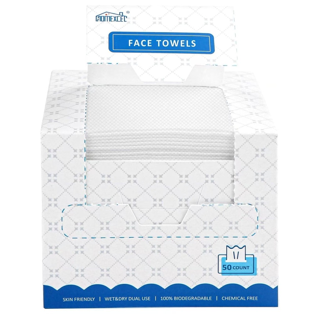 HOMEXCEL Face Towels, Disposable Face Towelette, Biodegradable Makeup Remover Dr