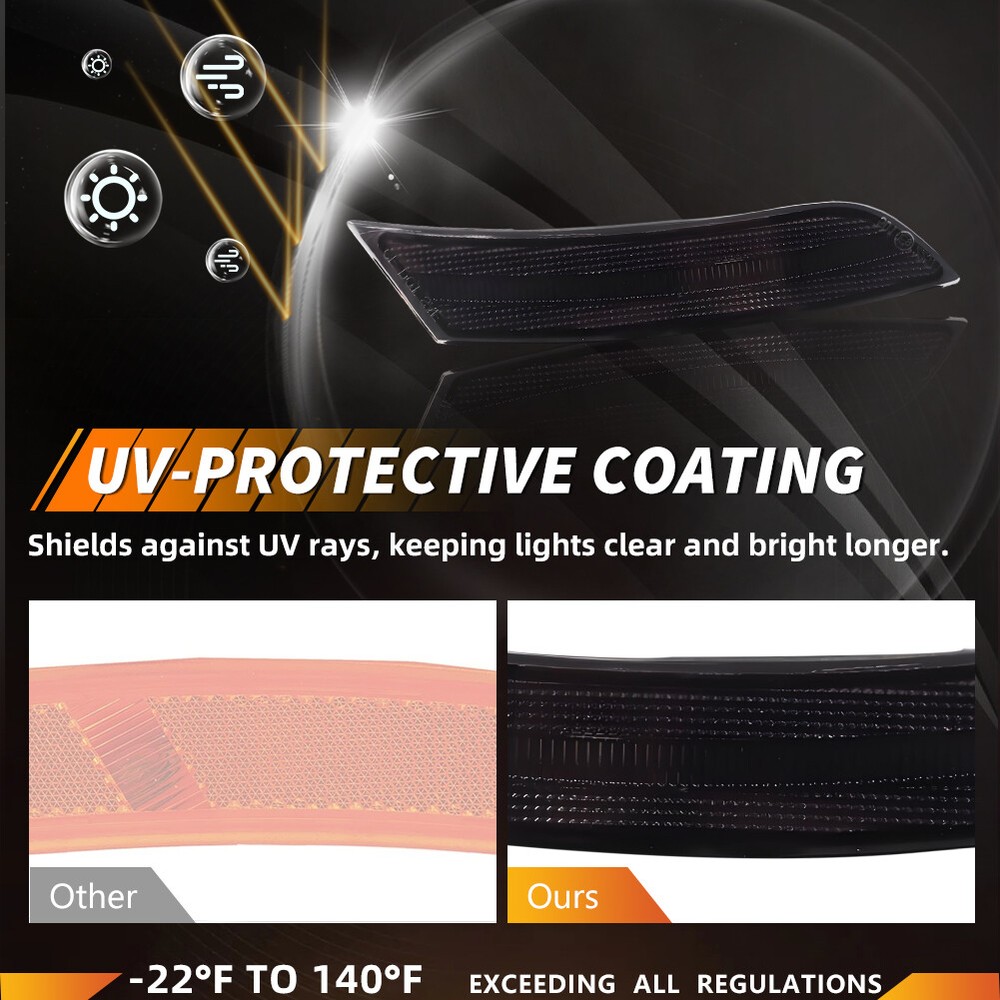 2X Smoked Lens Front Bumper Side Marker Lights Set For 2013-2017 Cadillac XTS