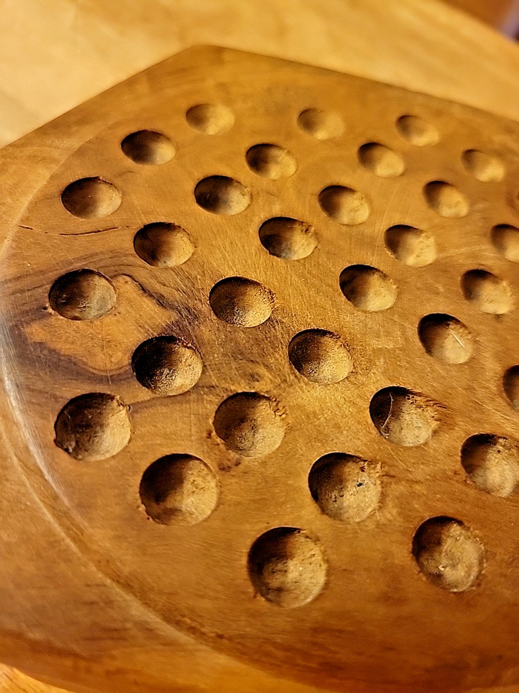 Wooden Lidded Solitaire Box and Balls