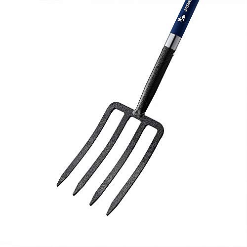 4-Tine Spading Digging Fork, Garden Digging Spading Fork Forged Steel with D