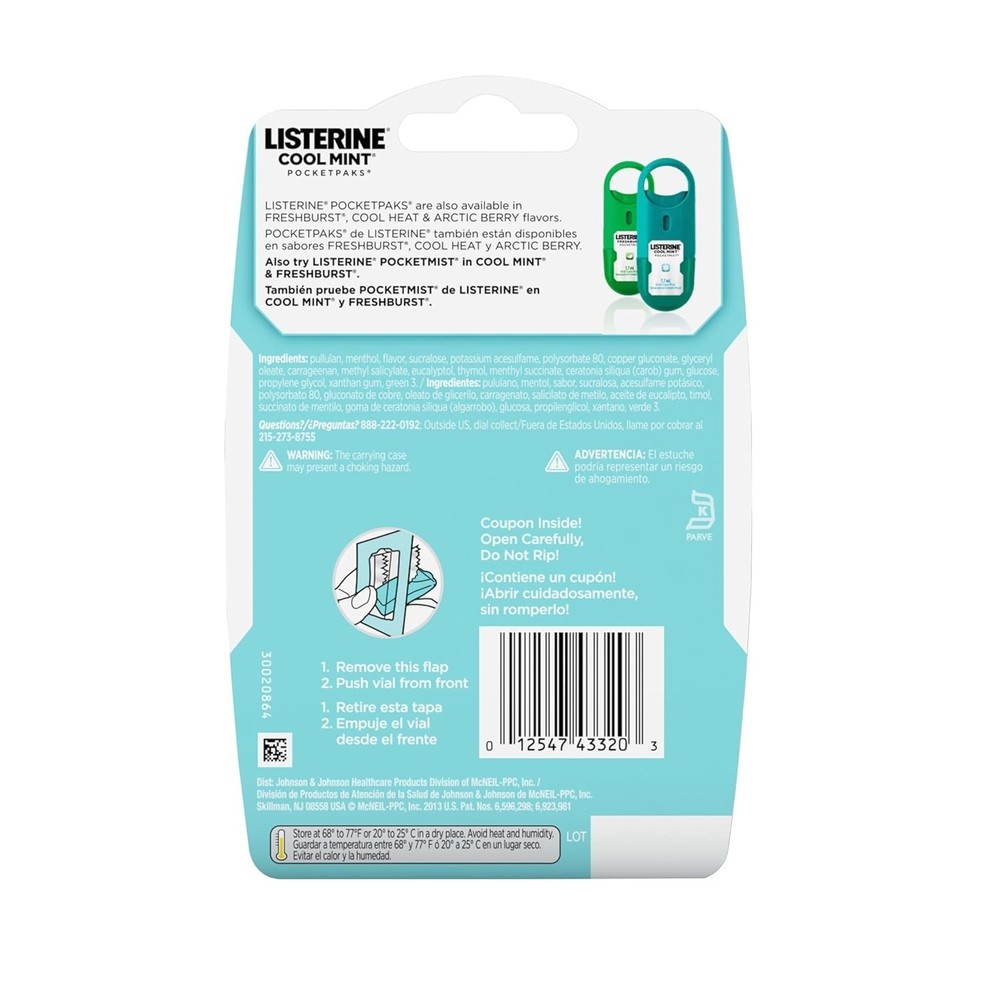 Quick Fresh Breath Solution: Listerine PocketPaks Cool Mint Strips, 72 Total