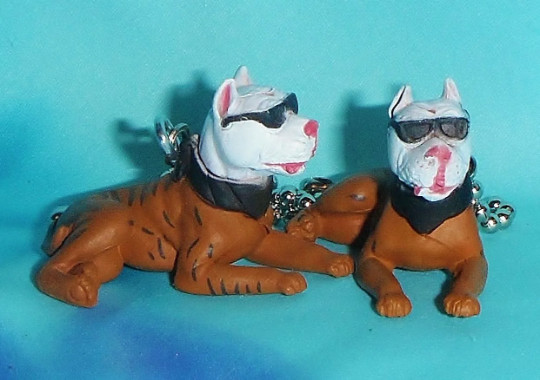 Set of Two ~ White Brindle Pitbull Puppy Dogs - Ceiling Fan Pull Chains