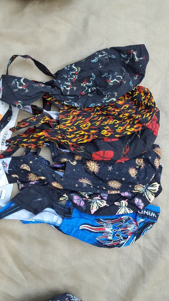 BIKER Motorcycle HEAD WRAPS SKULL CAP DOO RAG 6 pc RANDOM Assorted Patterns NOS