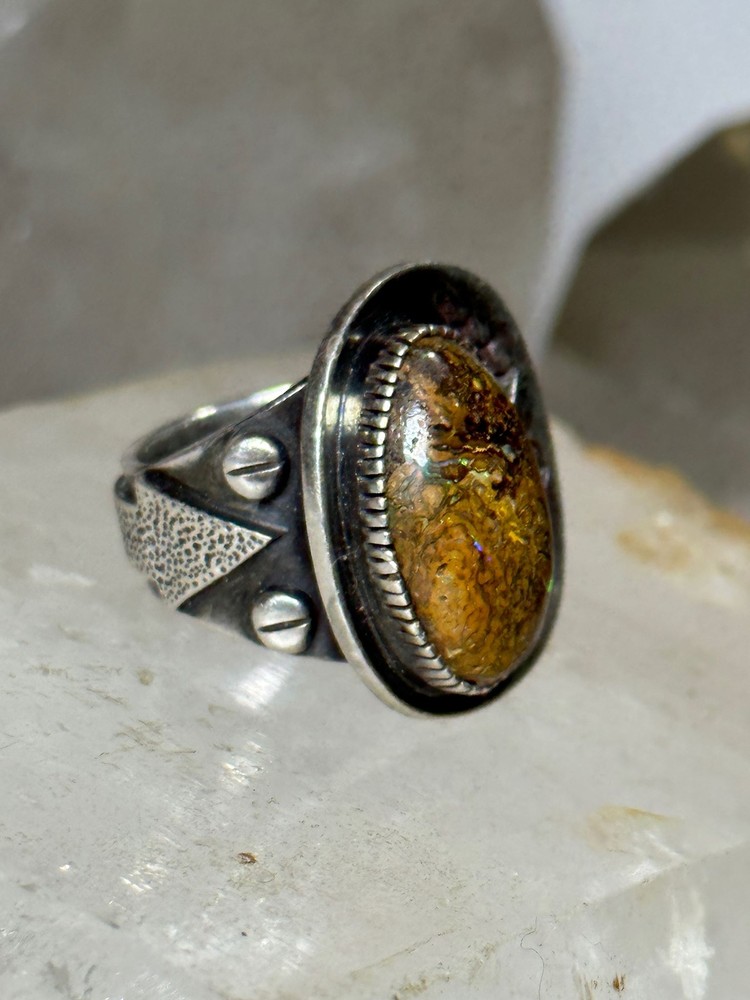 Boulder Opal Navajo ring size 5.25 sterling silver women