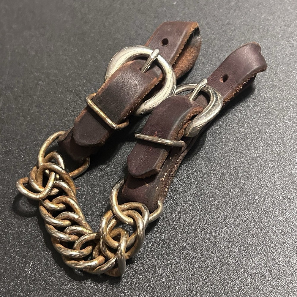 Copper Mouth Curved Shank Tom Thumb Bit 5” Snaffle Bit Leather Chain Curb Strap