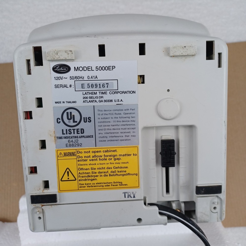 Latham 5000E Plus Electronic Time Recorder Clock NO KEY Works