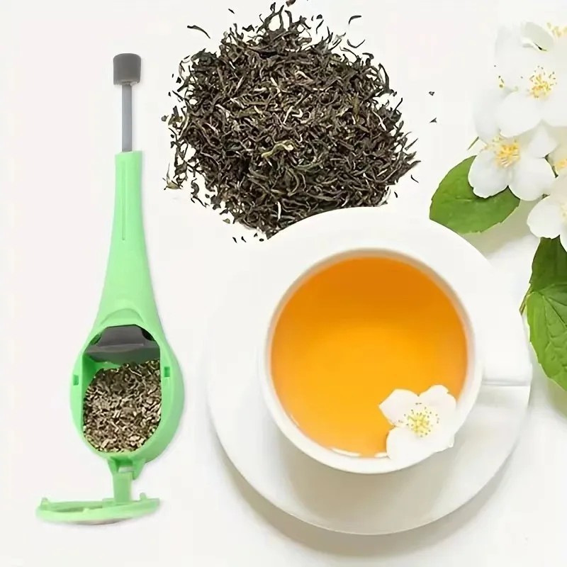 Reusable Tea Infuser Spoon with Plunger Loose Leaf Strainer Steeper Coffee Stir