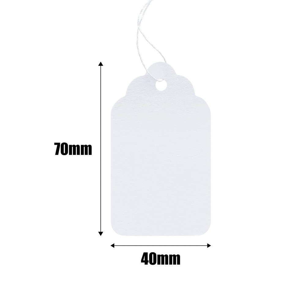 500Pcs White Paper Tags White Paper Tags with Pre-Tied String Writable Blank ...