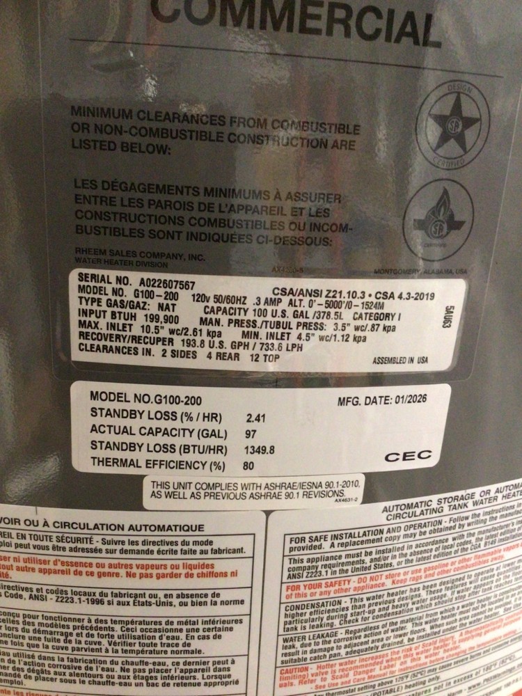 Rheem ProTerra 80-Gallon Hybrid Heat Pump Water Heater PROPH80 T2 RH400-SO NEW