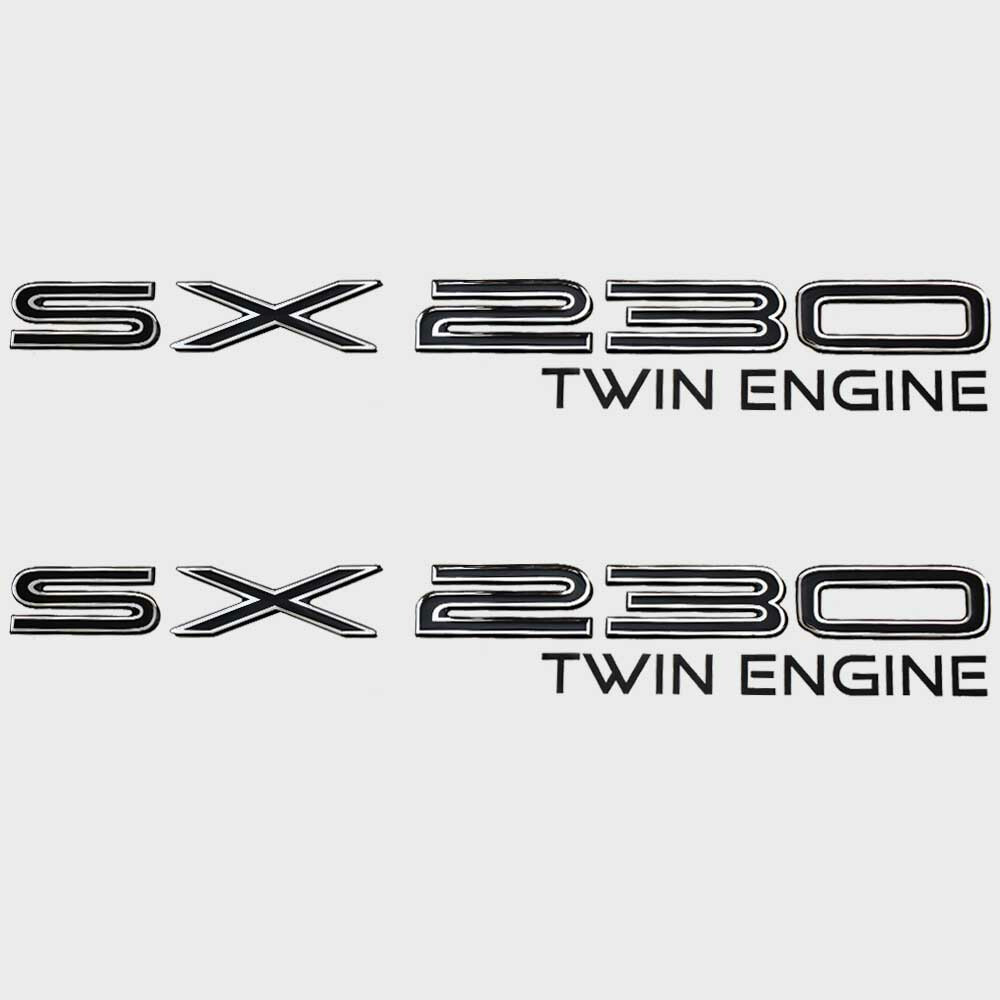 Yamaha Jet Boat Raised Decal Emblems | SX230 Twin Engine Black (Pair)