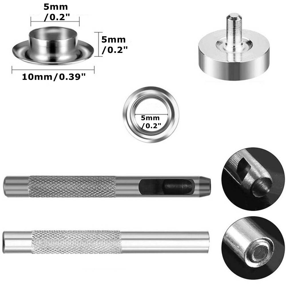 Durable Clothing Metal Grommets Eyelets Button with Installation Tool 120Pcs