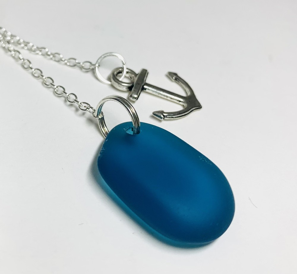 Silver Bookmark, Turquoise Seaglass & Anchor. Handmade.