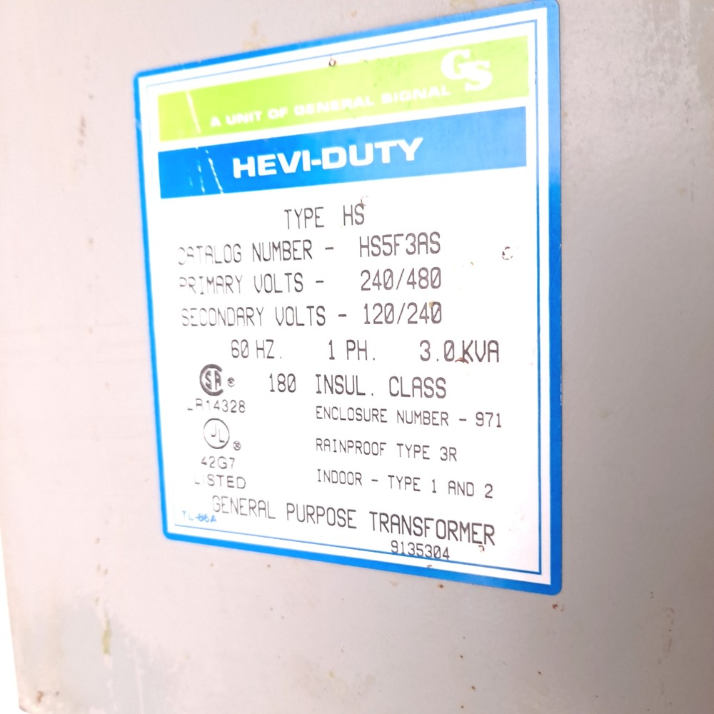 Heavy Duty HS5F3AS Transformer 240-480 VAC 6.25A Single Phase