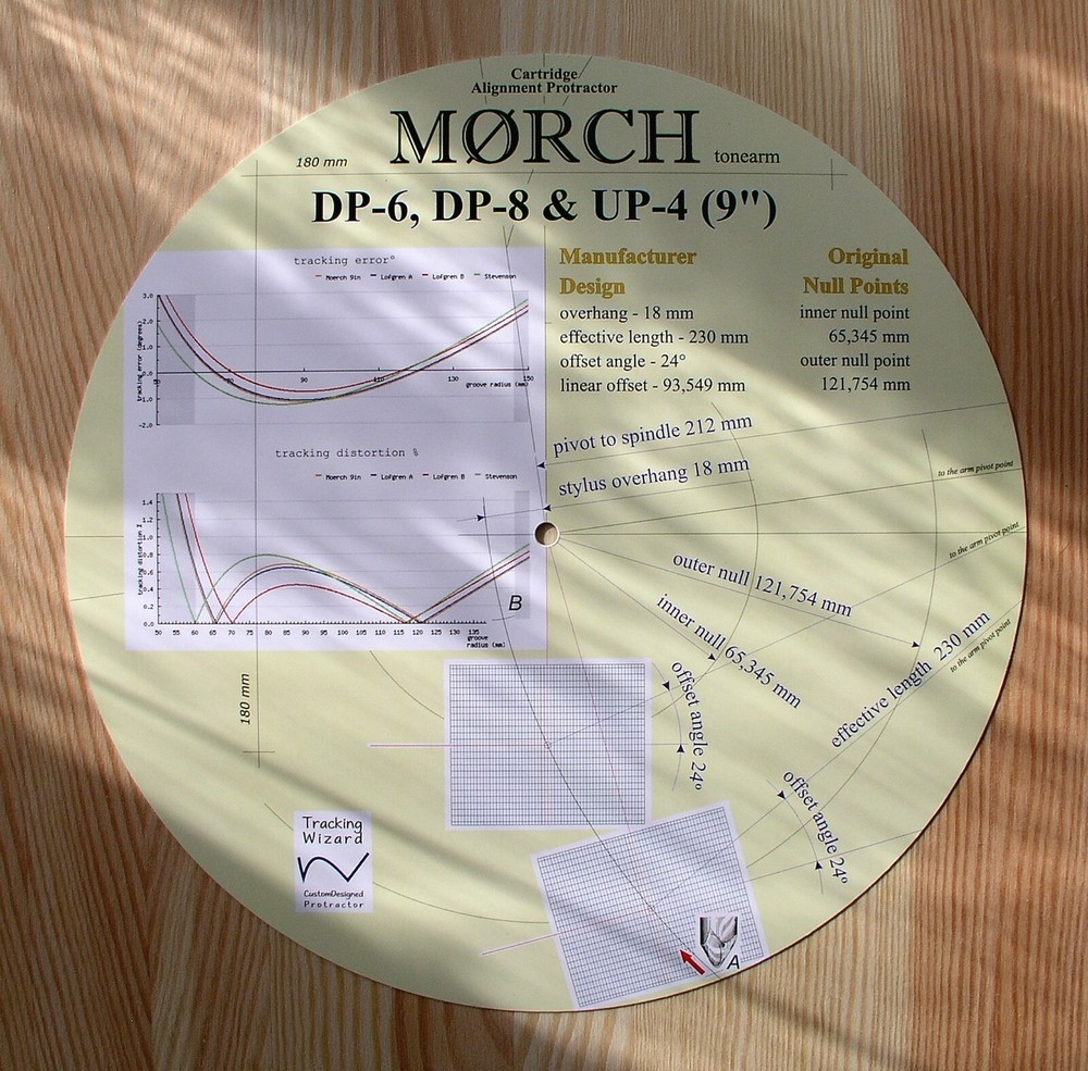 Morch Moerch UP-4 9" / DP-6 9" / DP-8 9" Custom Designed Tonearm Protractor