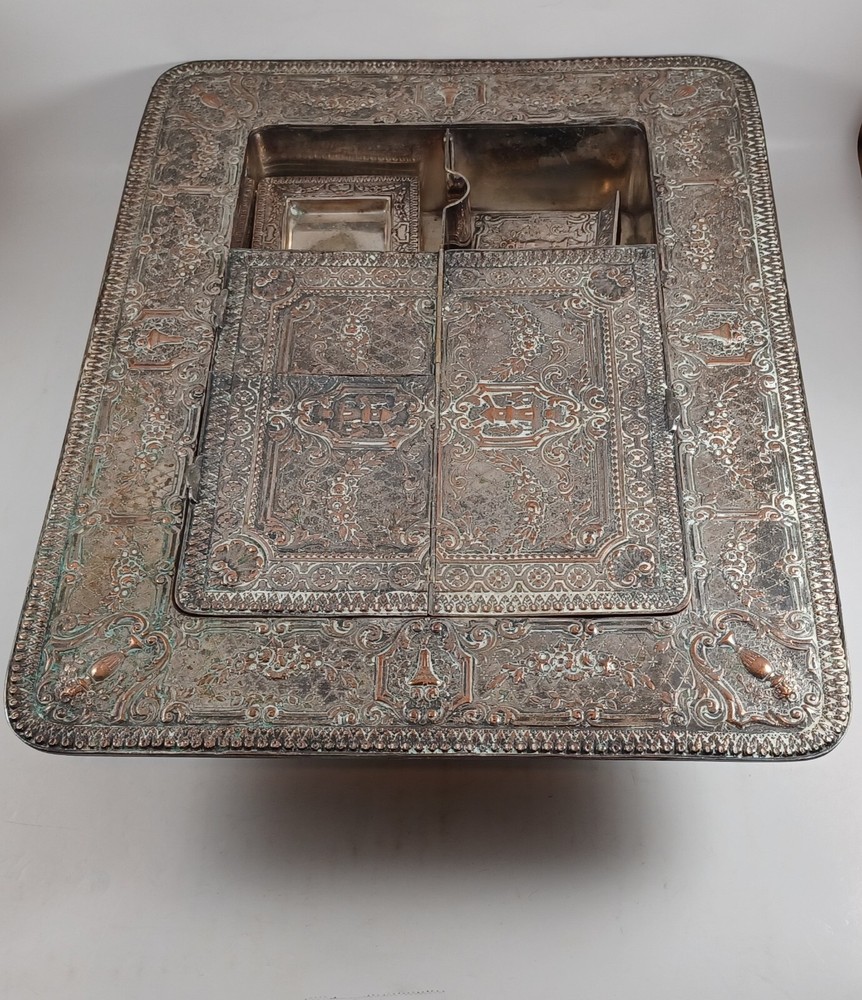 Antique 19th C 8pc Silverplate Smoking Set E.G Webster & Son Lighthouse-Ashtrays