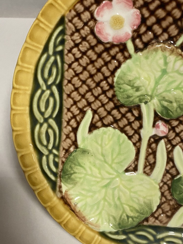 Vintage Ceramic Glazed Pink Geranium Salad Plate