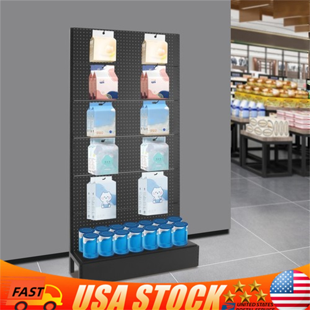 Peg Board Display Stand, Retail Display Rack with 10 Hooks 93*34*178cm Black
