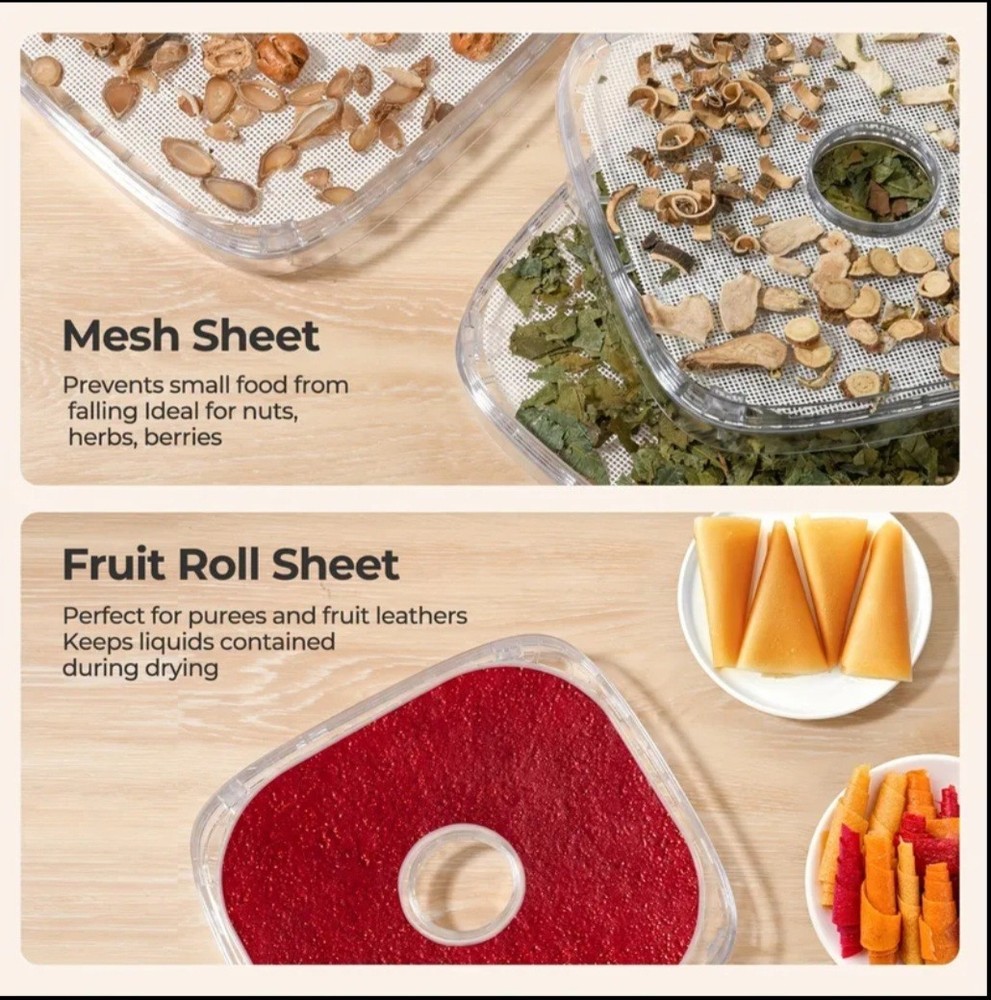 8-Tray Food Dehydrator, 72H Timer & Temp Control , Includes 8 Mesh Sheet