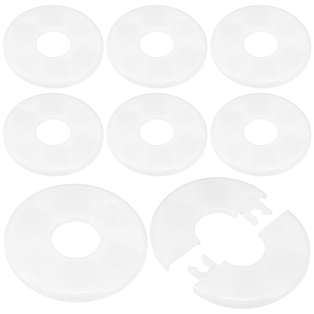 8pcs Round Flange Self Adhesive ABS, for Pipe Cover 22x66mm White