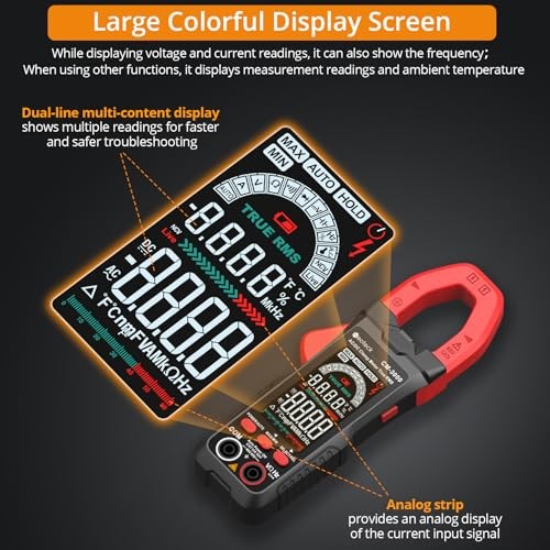 Clamp Meter 6000 Counts Clamp Multimeter 800A 6000Counts,800A AC Current Red