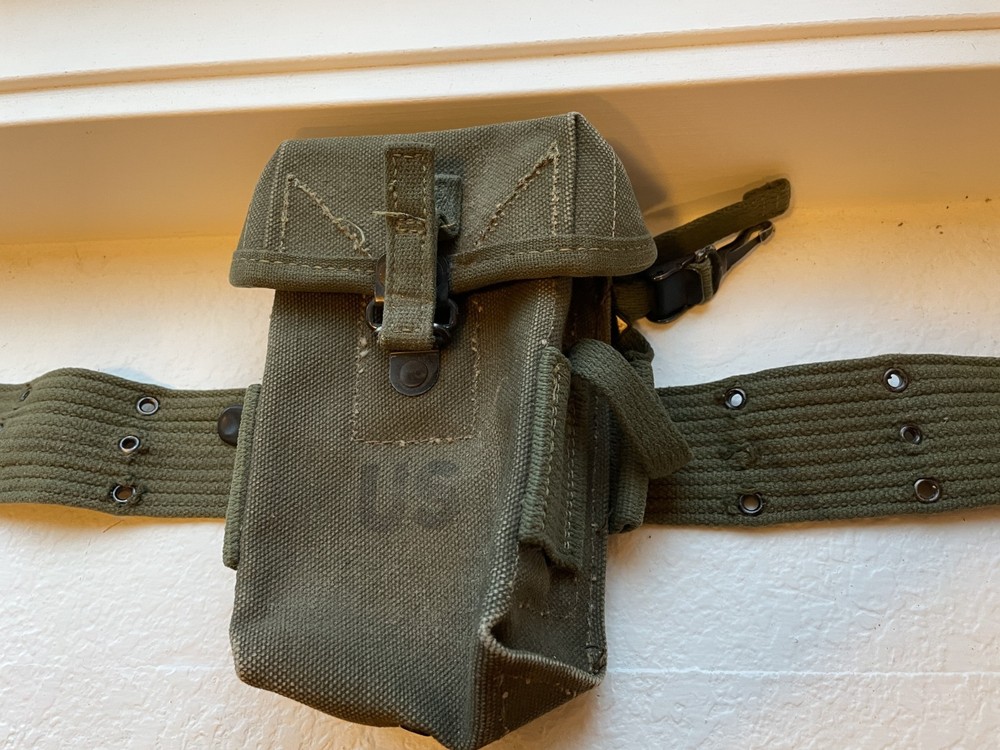 Vintage US Military Belt with Pouch