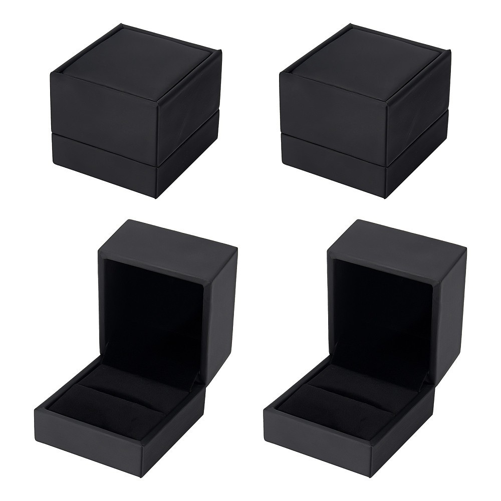 4pcs Proposal Leather Ring box Jewelry Gift box with Black