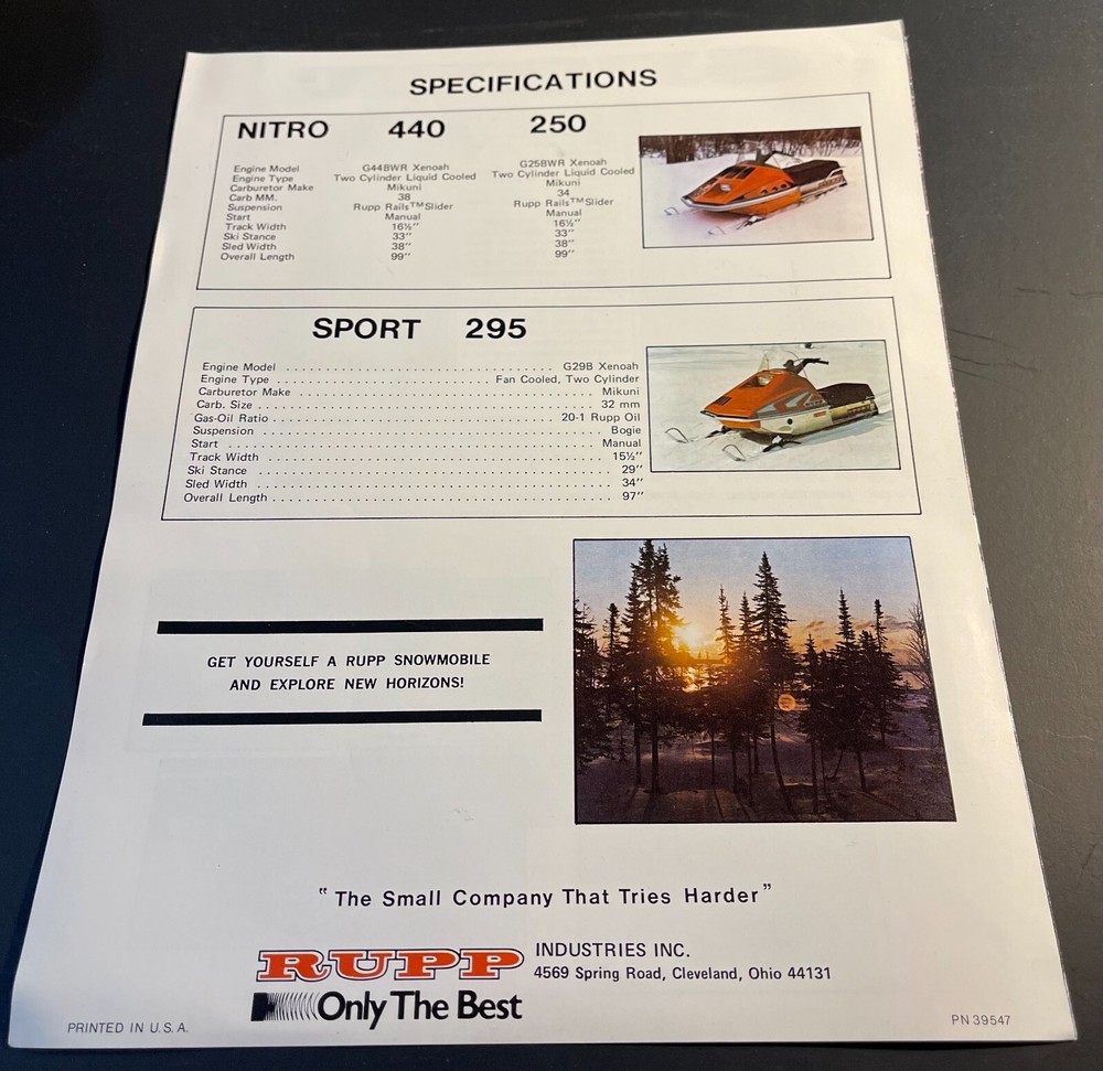 1977 RUPP SNOWMOBILE SALES BROCHURE 4 PAGES NICE (M06)