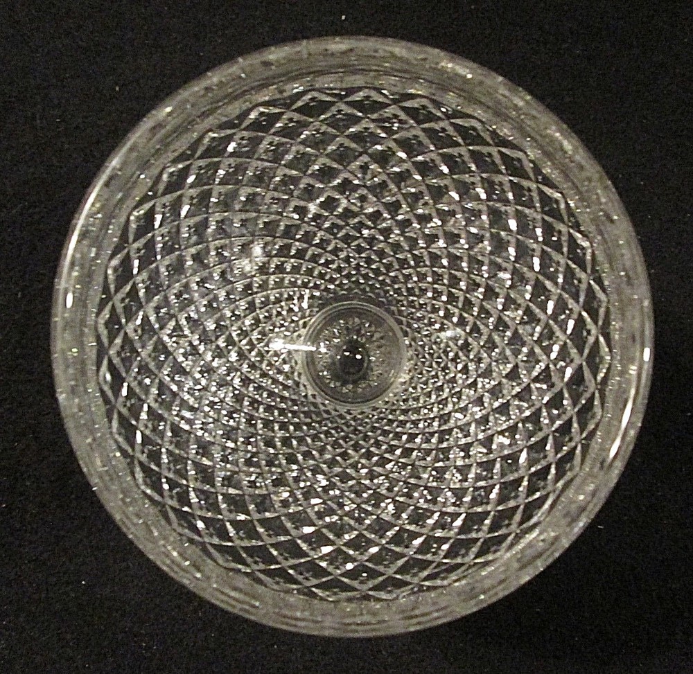 Tall Sherbet Pressed Glass Crosshatch Pineapple Stem 4"