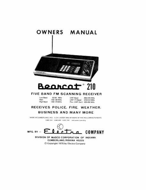 UNIDEN BC210 SCANNER OPERATING MANUAL