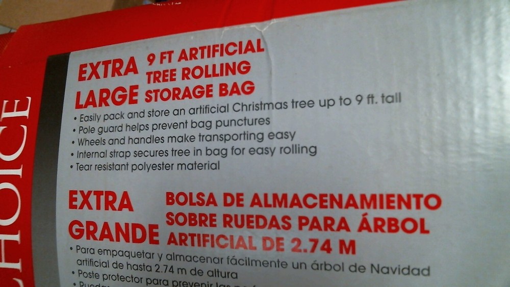 St. Nick's Choice XLarge 9ft. Artificial Tree Rolling Storage Bag RED(77002-1)FS