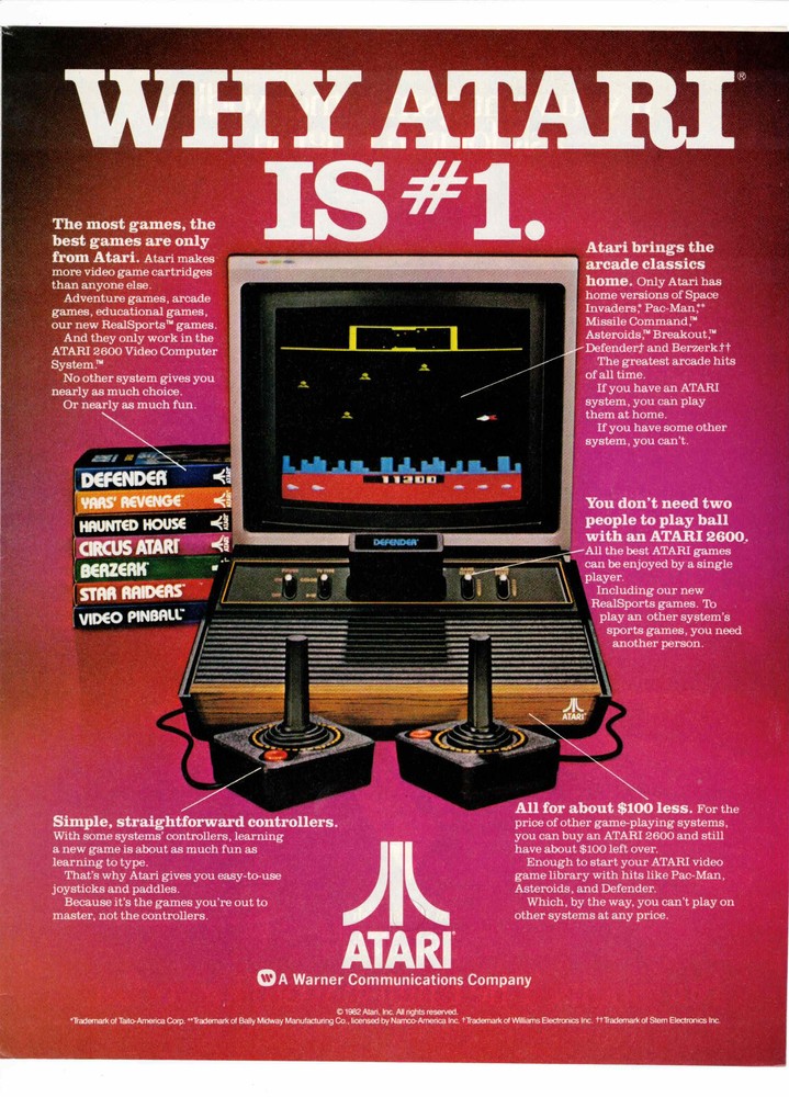 1982 Atari Video Game System Why Atari is #1 Vintage Print Ad Retro